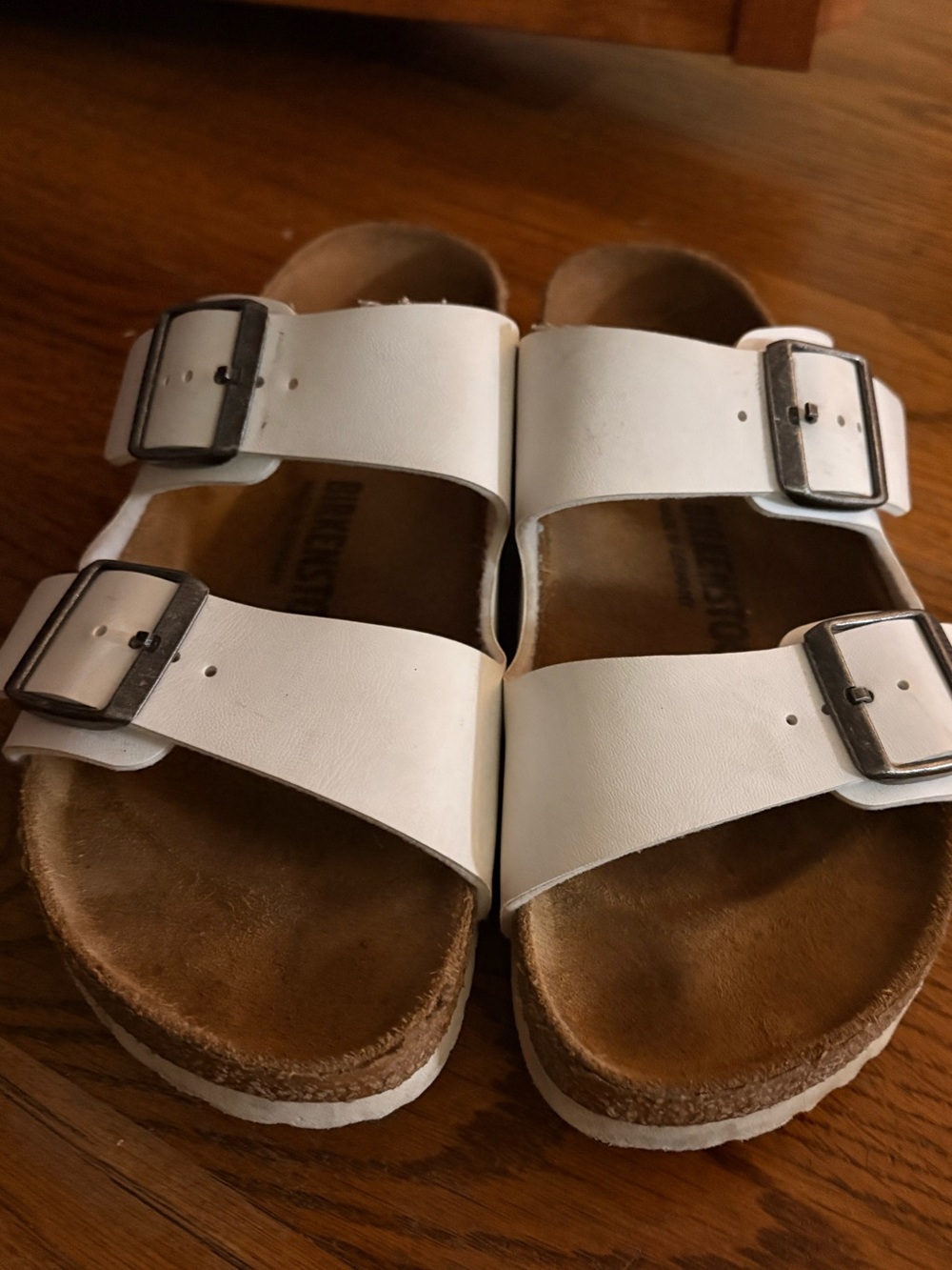 Birkenstock White Arizona Double-Buckle Sandals